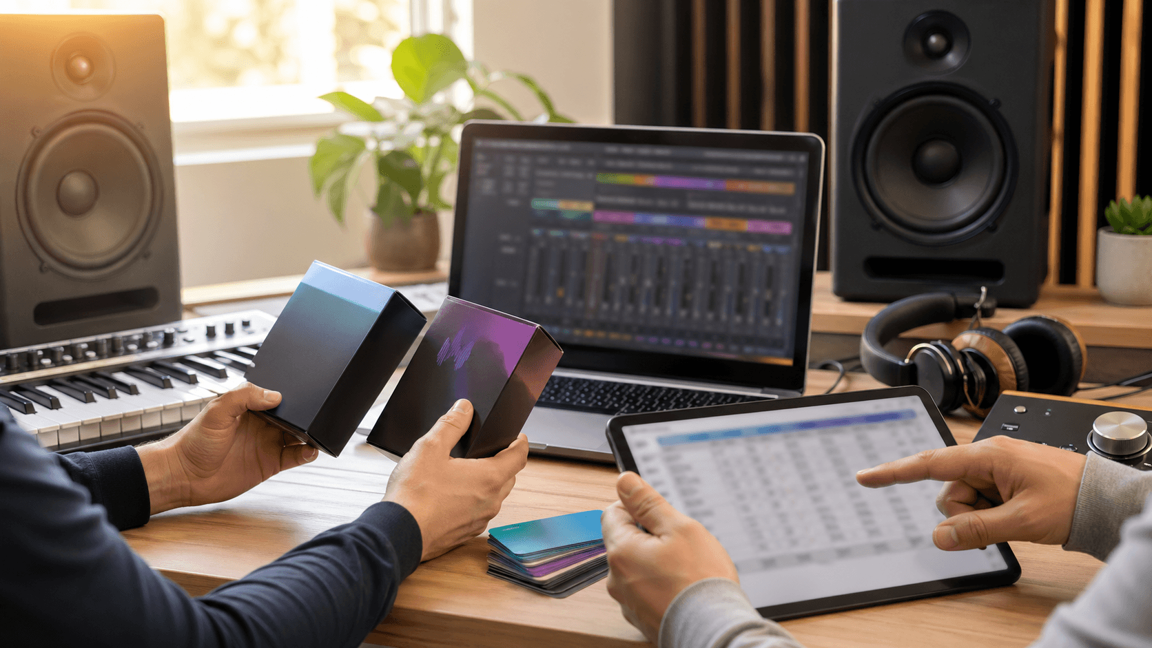 A neat grid of colorful app plugin icons on a dark background, with a glowing budget tag and subtle neon highlights